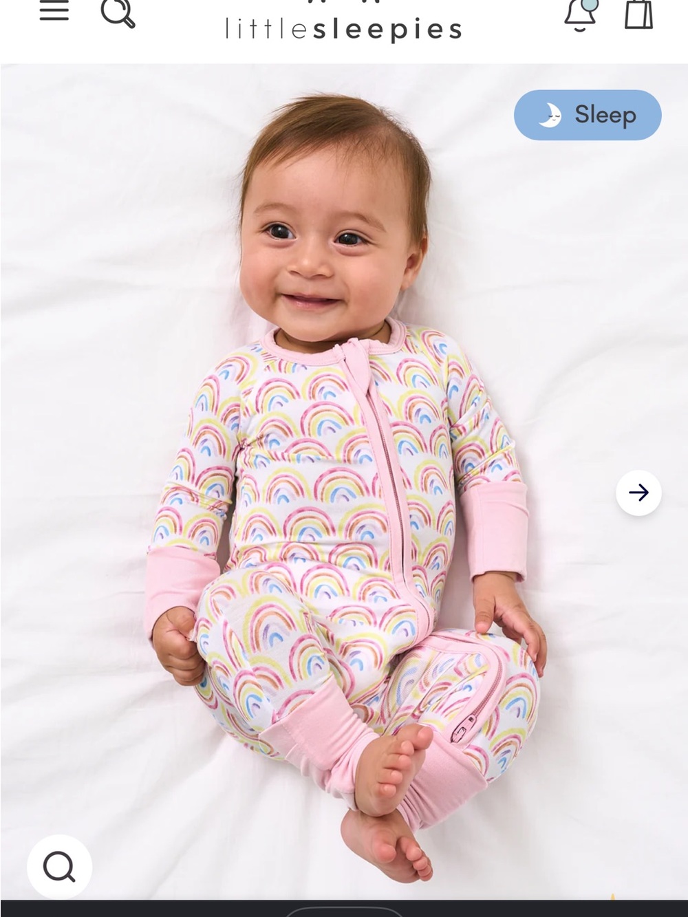 Little Sleepies pastel rainbow bamboo sleeper size 0-3 months NWT
